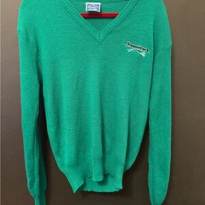 Vintage Champion Green V-Neck Sweater